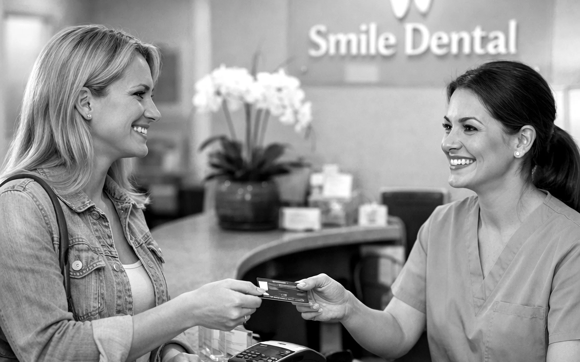 Black-and-white billing specialist reviewing patient statements